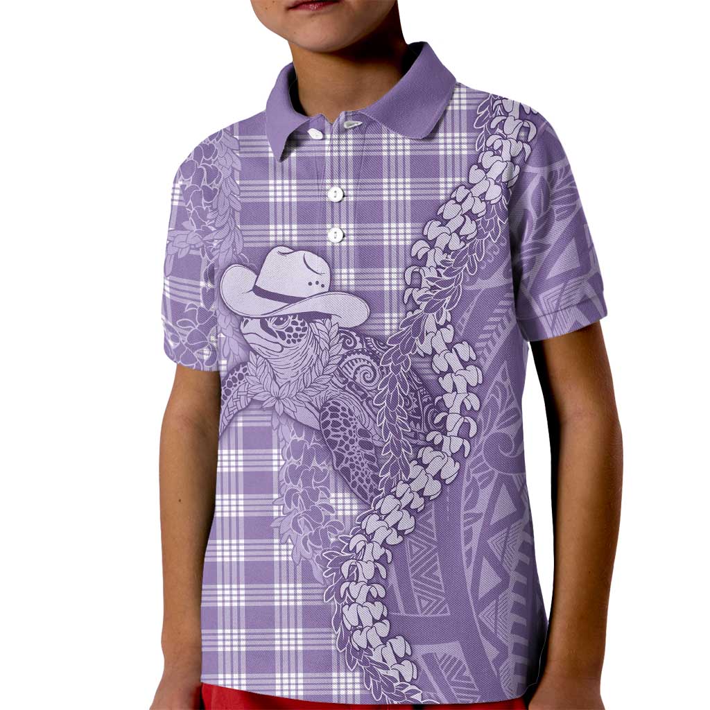 Purple Hawaii Palaka Cowboy Turtle Kid Polo Shirt Hawaiian Paniolo Puakenikeni Maile Lei DT05 Kid Purple - Polynesian Pride