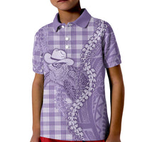 Purple Hawaii Palaka Cowboy Turtle Kid Polo Shirt Hawaiian Paniolo Puakenikeni Maile Lei DT05 Kid Purple - Polynesian Pride