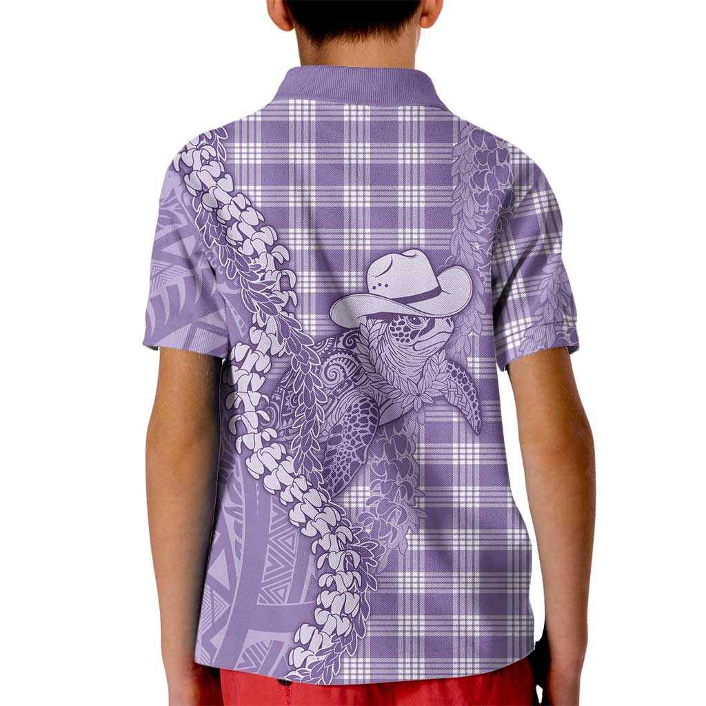 Purple Hawaii Palaka Cowboy Turtle Kid Polo Shirt Hawaiian Paniolo Puakenikeni Maile Lei DT05 - Polynesian Pride