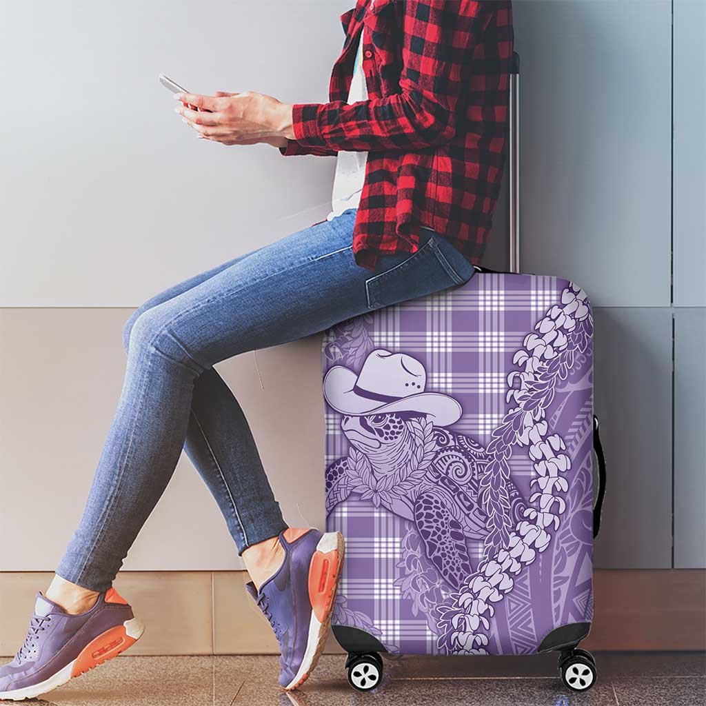 Purple Hawaii Palaka Cowboy Turtle Luggage Cover Hawaiian Paniolo Puakenikeni Maile Lei DT05 - Polynesian Pride