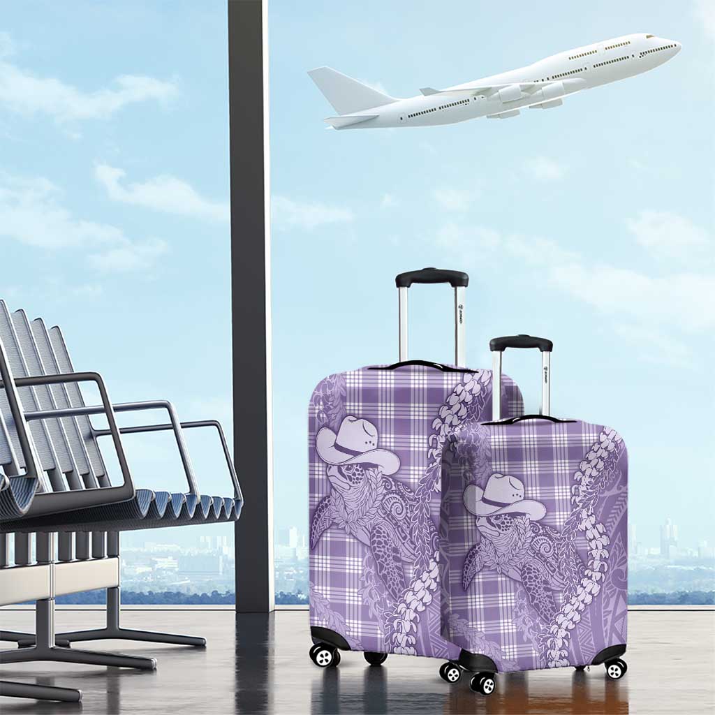 Purple Hawaii Palaka Cowboy Turtle Luggage Cover Hawaiian Paniolo Puakenikeni Maile Lei DT05 - Polynesian Pride