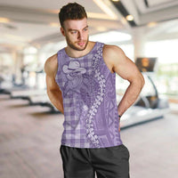 Purple Hawaii Palaka Cowboy Turtle Men Tank Top Hawaiian Paniolo Puakenikeni Maile Lei - Polynesian Pride