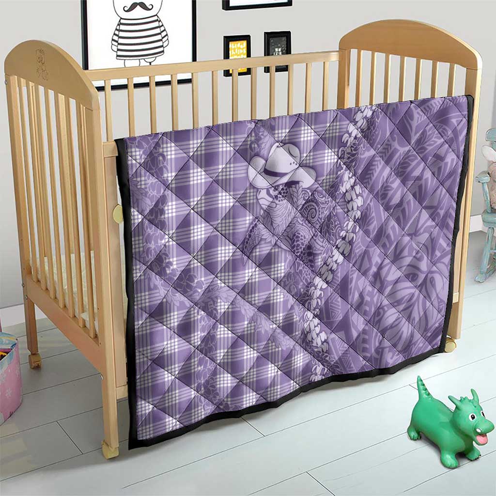 Purple Hawaii Palaka Cowboy Turtle Quilt Hawaiian Paniolo Puakenikeni Maile Lei - Polynesian Pride
