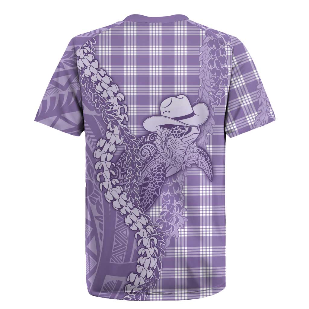 Purple Hawaii Palaka Cowboy Turtle Rugby Jersey Hawaiian Paniolo Puakenikeni Maile Lei - Polynesian Pride