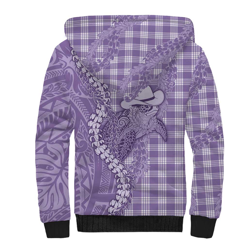Purple Hawaii Palaka Cowboy Turtle Sherpa Hoodie Hawaiian Paniolo Puakenikeni Maile Lei DT05 - Polynesian Pride