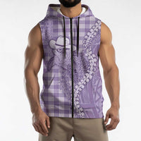 Purple Hawaii Palaka Cowboy Turtle Sleeveless Zip Hoodie Hawaiian Paniolo Puakenikeni Maile Lei DT05 - Polynesian Pride