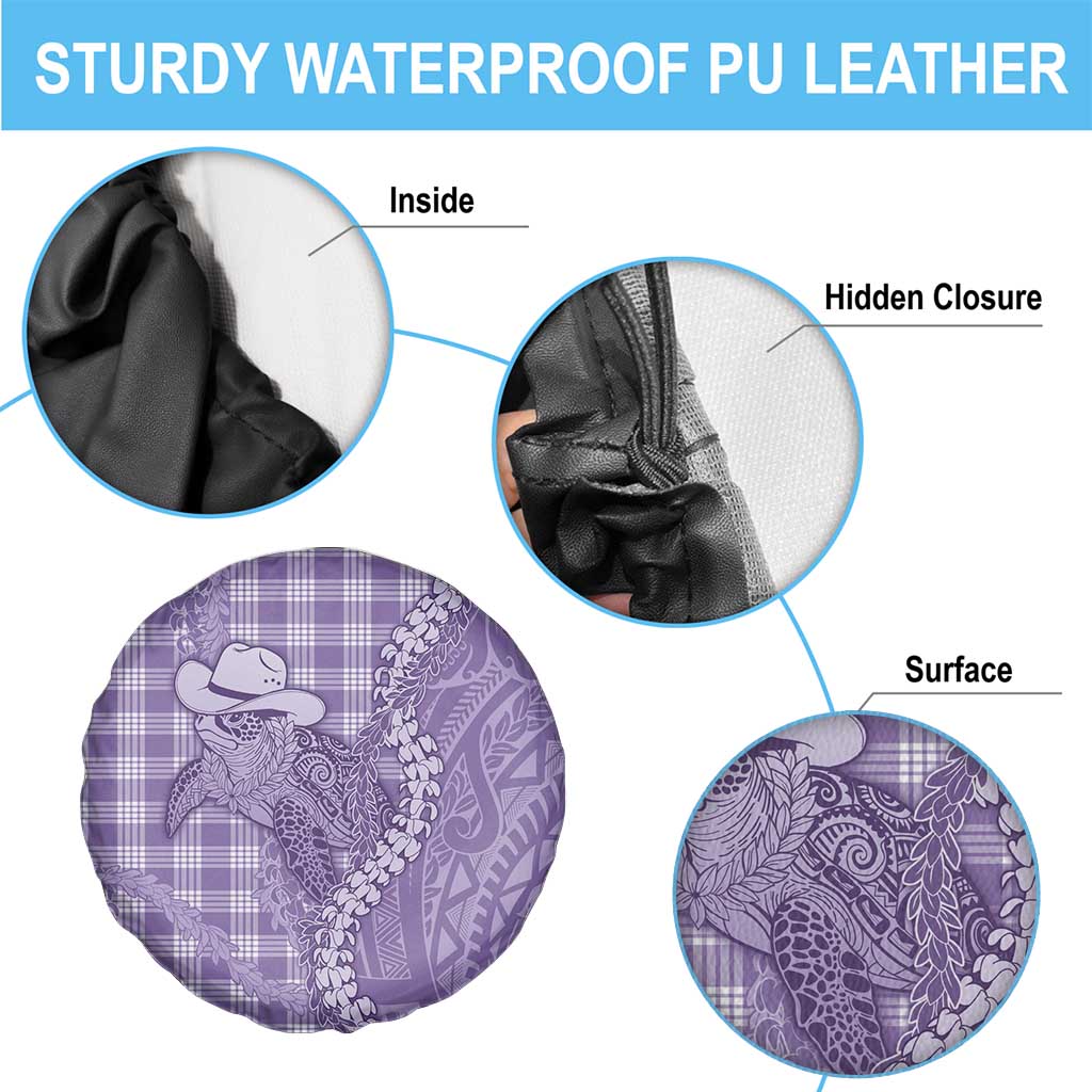 Purple Hawaii Palaka Cowboy Turtle Spare Tire Cover Hawaiian Paniolo Puakenikeni Maile Lei DT05 - Polynesian Pride