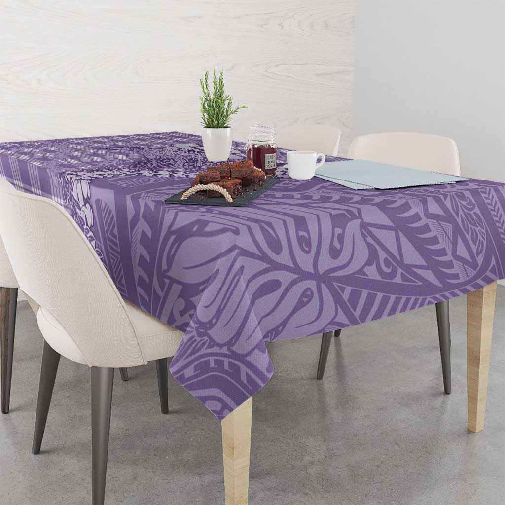 Purple Hawaii Palaka Cowboy Turtle Tablecloth Hawaiian Paniolo Puakenikeni Maile Lei - Polynesian Pride