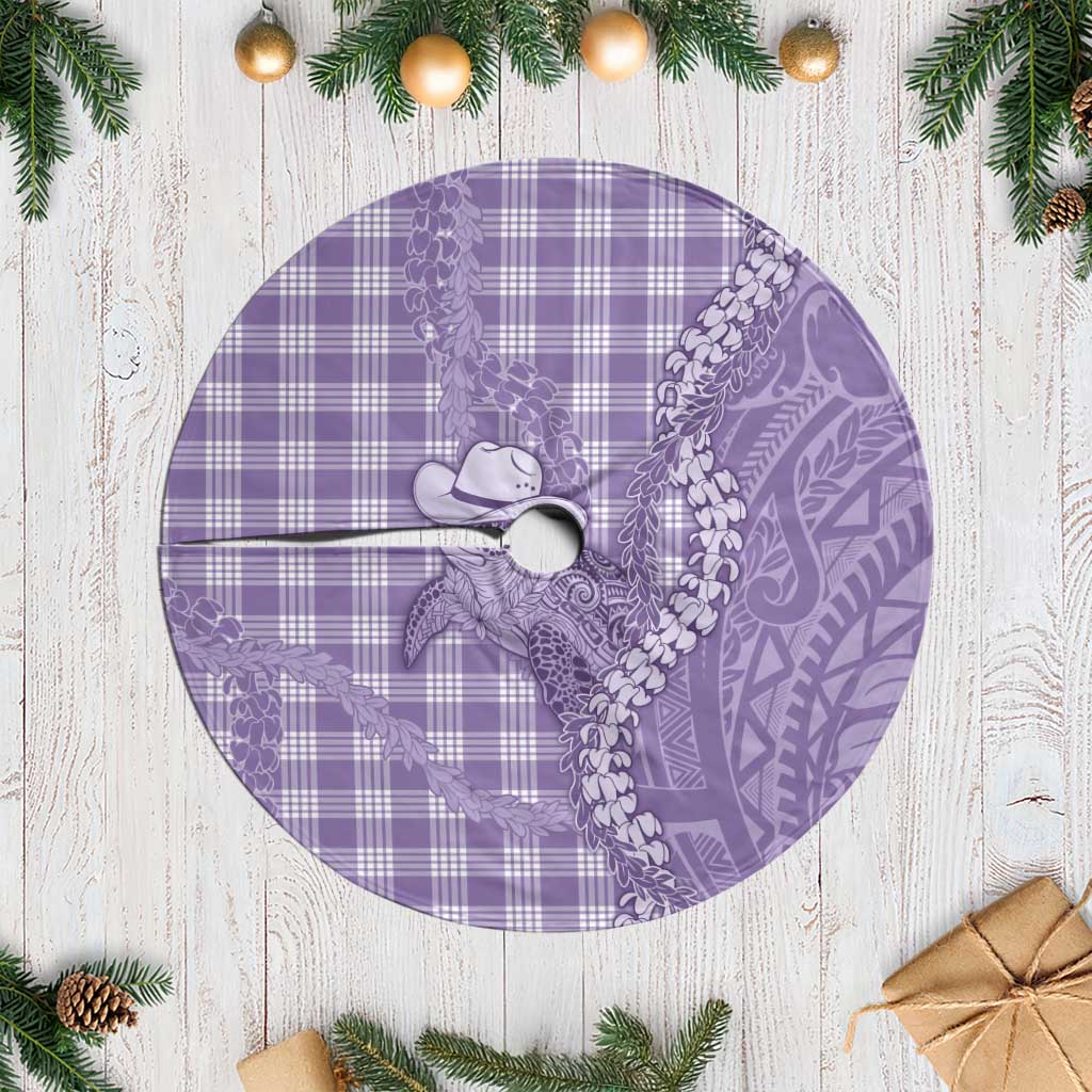 Purple Hawaii Palaka Cowboy Turtle Tree Skirt Hawaiian Paniolo Puakenikeni Maile Lei - Polynesian Pride