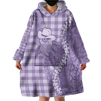 Purple Hawaii Palaka Cowboy Turtle Wearable Blanket Hoodie Hawaiian Paniolo Puakenikeni Maile Lei DT05 - Polynesian Pride