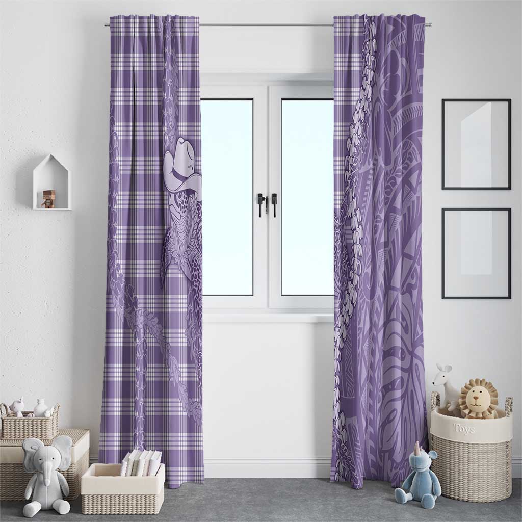 Purple Hawaii Palaka Cowboy Turtle Window Curtain Hawaiian Paniolo Puakenikeni Maile Lei - Polynesian Pride