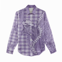 Purple Hawaii Palaka Cowboy Turtle Women Casual Shirt Hawaiian Paniolo Puakenikeni Maile Lei DT05 - Polynesian Pride