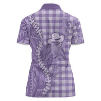 Purple Hawaii Palaka Cowboy Turtle Women Polo Shirt Hawaiian Paniolo Puakenikeni Maile Lei DT05 - Polynesian Pride