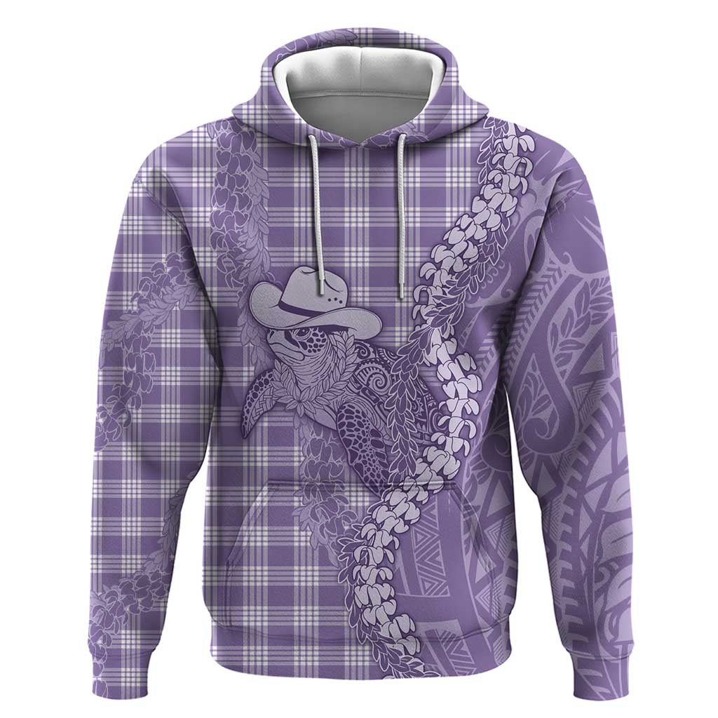 Purple Hawaii Palaka Cowboy Turtle Zip Hoodie Hawaiian Paniolo Puakenikeni Maile Lei DT05 Pullover Hoodie Purple - Polynesian Pride