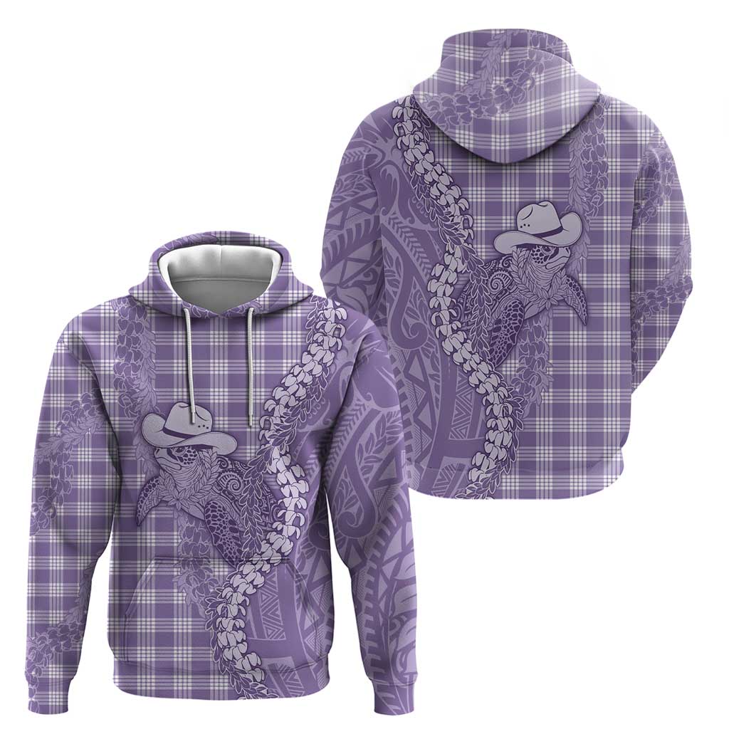 Purple Hawaii Palaka Cowboy Turtle Zip Hoodie Hawaiian Paniolo Puakenikeni Maile Lei DT05 - Polynesian Pride
