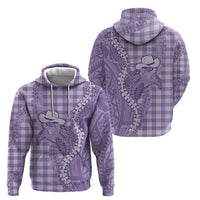 Purple Hawaii Palaka Cowboy Turtle Zip Hoodie Hawaiian Paniolo Puakenikeni Maile Lei DT05 - Polynesian Pride