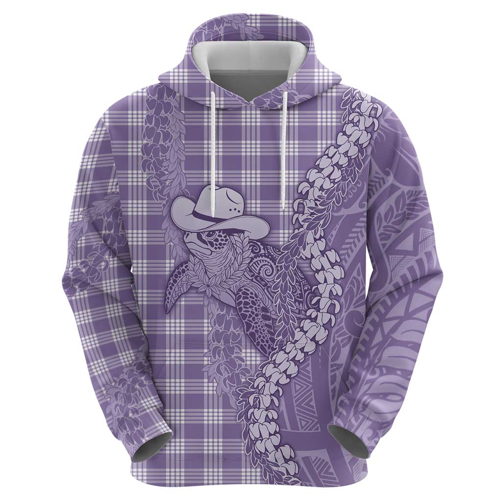 Purple Hawaii Palaka Cowboy Turtle Zip Hoodie Hawaiian Paniolo Puakenikeni Maile Lei DT05 - Polynesian Pride