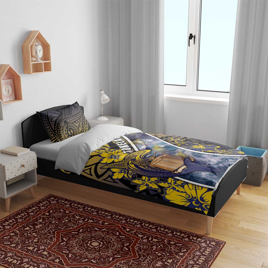 Tokelau Bedding Set National Badge Waves Style