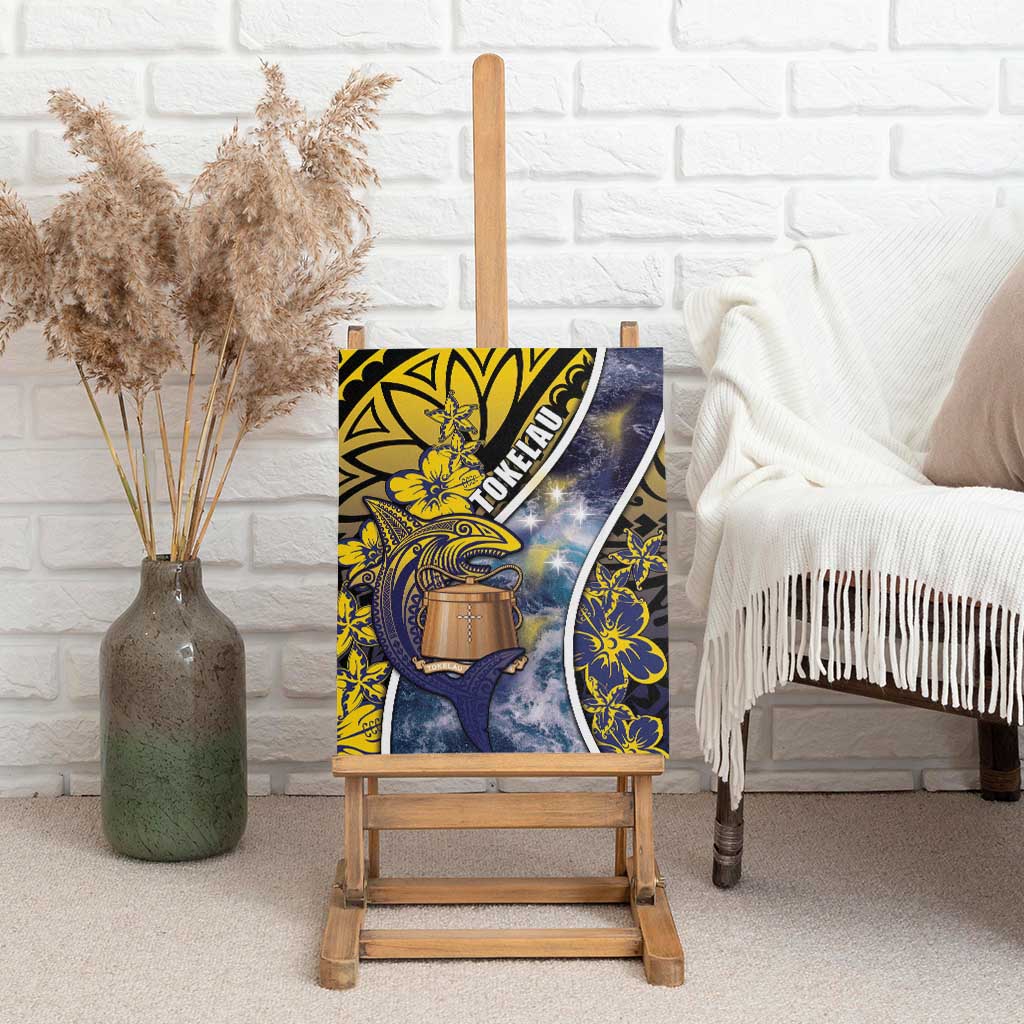 Tokelau Canvas Wall Art National Badge Waves Style