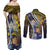 Personalised Tokelau Couples Matching Off Shoulder Maxi Dress and Long Sleeve Button Shirt National Badge Waves Style