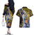 Personalised Tokelau Couples Matching Off The Shoulder Long Sleeve Dress and Hawaiian Shirt National Badge Waves Style