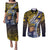 Personalised Tokelau Couples Matching Puletasi and Long Sleeve Button Shirt National Badge Waves Style