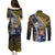 Personalised Tokelau Couples Matching Puletasi and Long Sleeve Button Shirt National Badge Waves Style