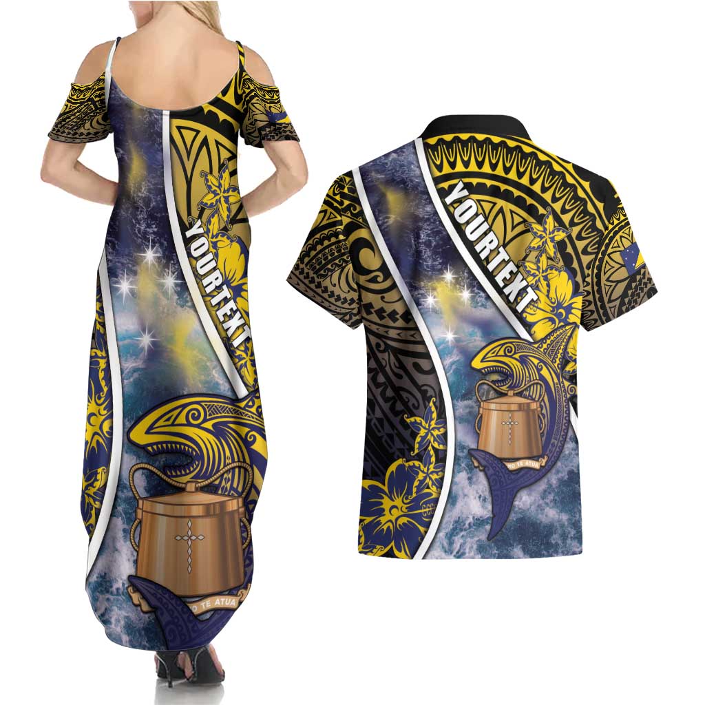 Personalised Tokelau Couples Matching Summer Maxi Dress and Hawaiian Shirt National Badge Waves Style