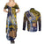 Personalised Tokelau Couples Matching Summer Maxi Dress and Long Sleeve Button Shirt National Badge Waves Style