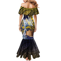 Personalised Tokelau Family Matching Mermaid Dress and Hawaiian Shirt National Badge Waves Style DT05 - Polynesian Pride