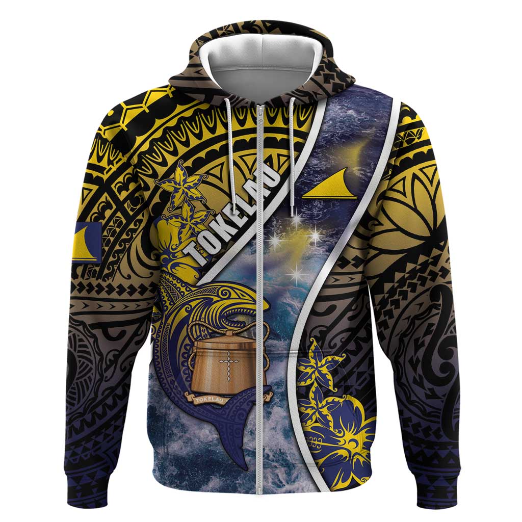 Personalised Tokelau Hoodie National Badge Waves Style