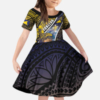 Personalised Tokelau Kid Short Sleeve Dress National Badge Waves Style