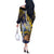 Personalised Tokelau Off The Shoulder Long Sleeve Dress National Badge Waves Style