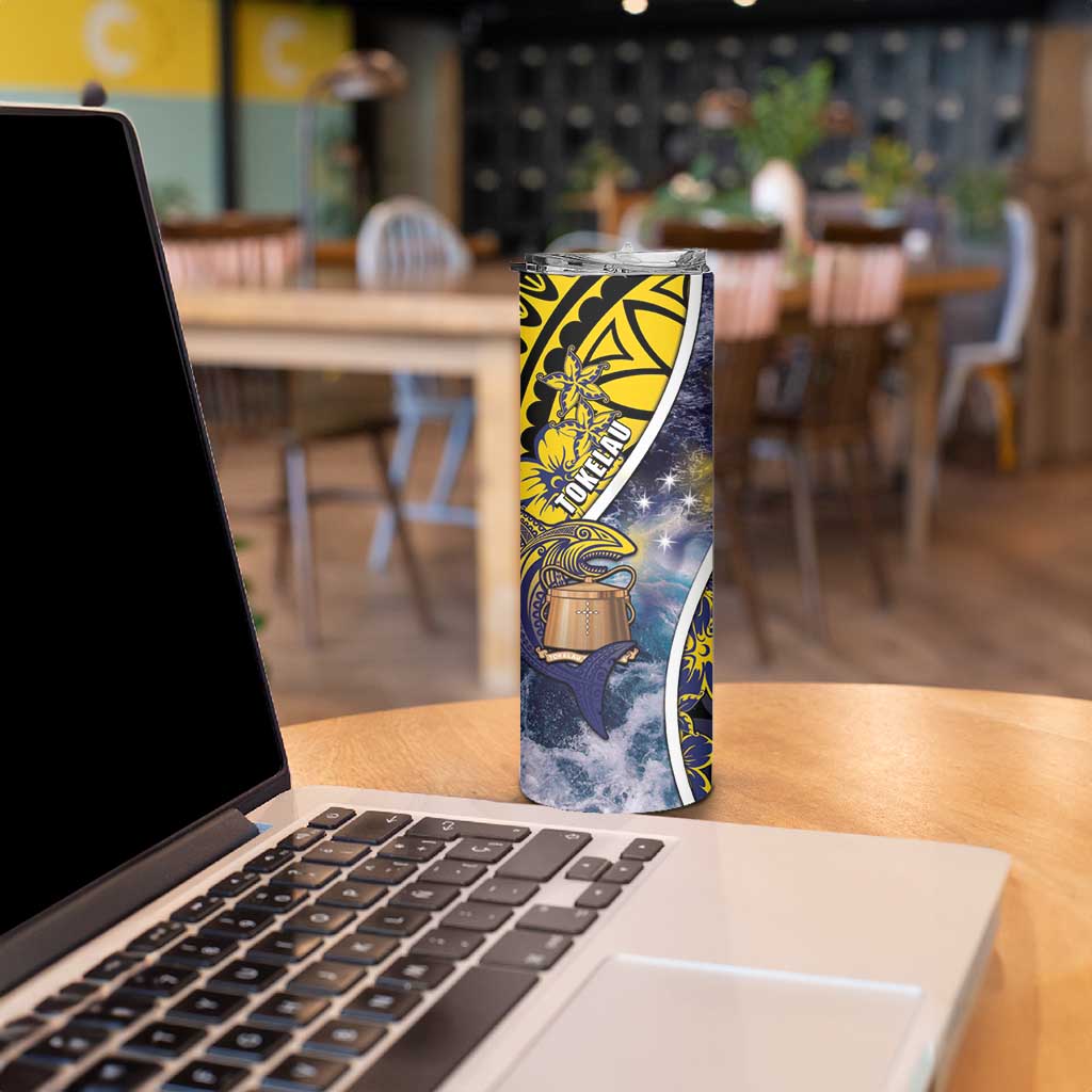 Personalised Tokelau Skinny Tumbler National Badge Waves Style