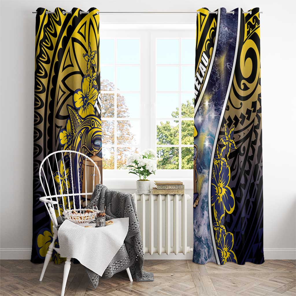 Tokelau Window Curtain National Badge Waves Style