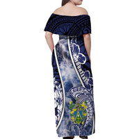 Personalised Pitcairn Islands Family Matching Off Shoulder Maxi Dress and Hawaiian Shirt Coat Of Arms Waves Style DT05 - Polynesian Pride
