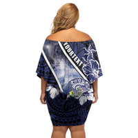 Personalised Pitcairn Islands Family Matching Off Shoulder Short Dress and Hawaiian Shirt Coat Of Arms Waves Style DT05 - Polynesian Pride