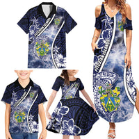 Personalised Pitcairn Islands Family Matching Summer Maxi Dress and Hawaiian Shirt Coat Of Arms Waves Style DT05 - Polynesian Pride