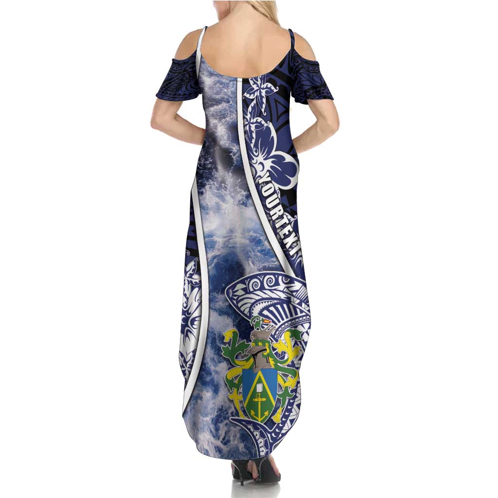 Personalised Pitcairn Islands Family Matching Summer Maxi Dress and Hawaiian Shirt Coat Of Arms Waves Style DT05 - Polynesian Pride