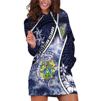 Personalised Pitcairn Islands Hoodie Dress Coat Of Arms Waves Style DT05 Navy - Polynesian Pride