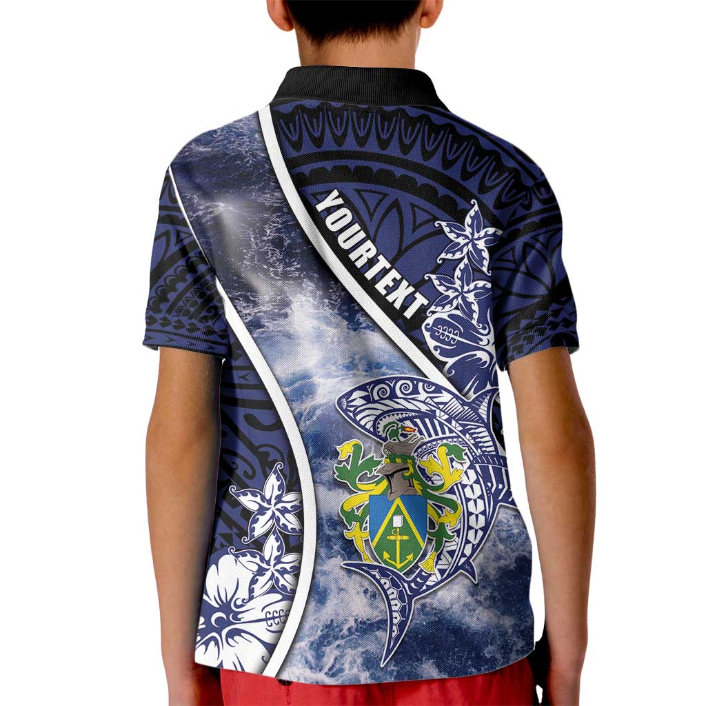 Personalised Pitcairn Islands Kid Polo Shirt Coat Of Arms Waves Style DT05 - Polynesian Pride