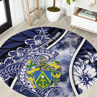 Pitcairn Islands Round Carpet Coat Of Arms Waves Style