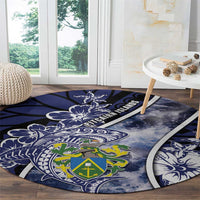 Pitcairn Islands Round Carpet Coat Of Arms Waves Style