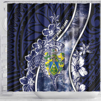 Pitcairn Islands Shower Curtain Coat Of Arms Waves Style