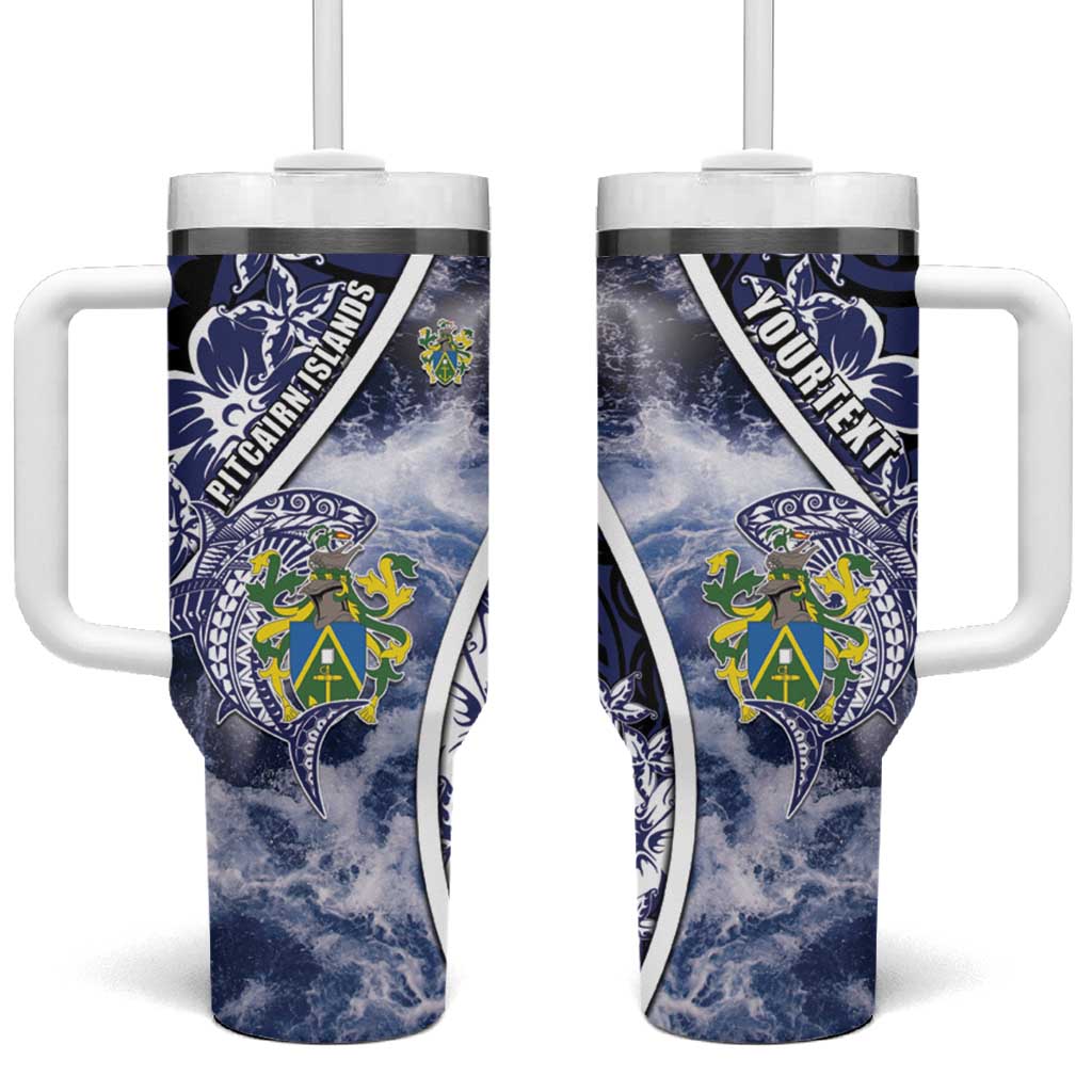 Personalised Pitcairn Islands Tumbler With Handle Coat Of Arms Waves Style