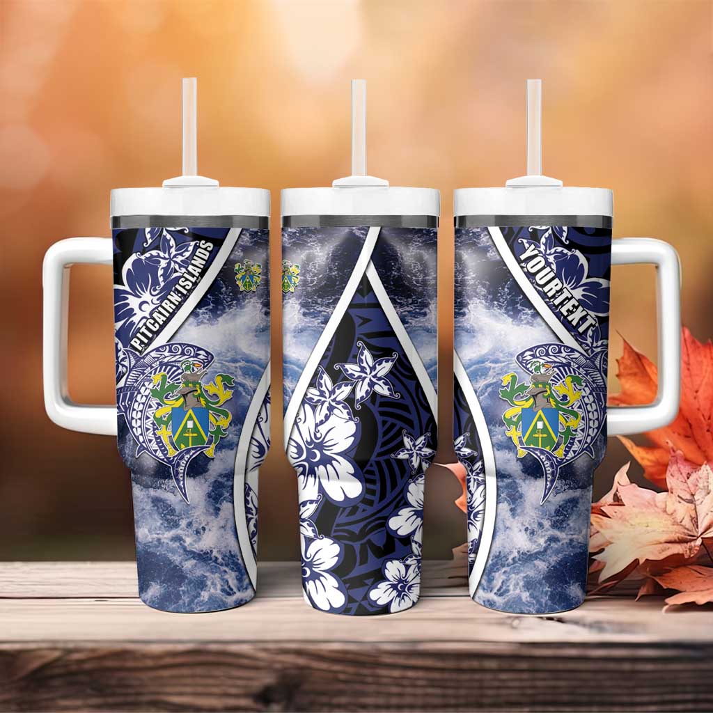 Personalised Pitcairn Islands Tumbler With Handle Coat Of Arms Waves Style