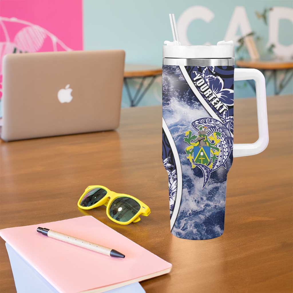 Personalised Pitcairn Islands Tumbler With Handle Coat Of Arms Waves Style