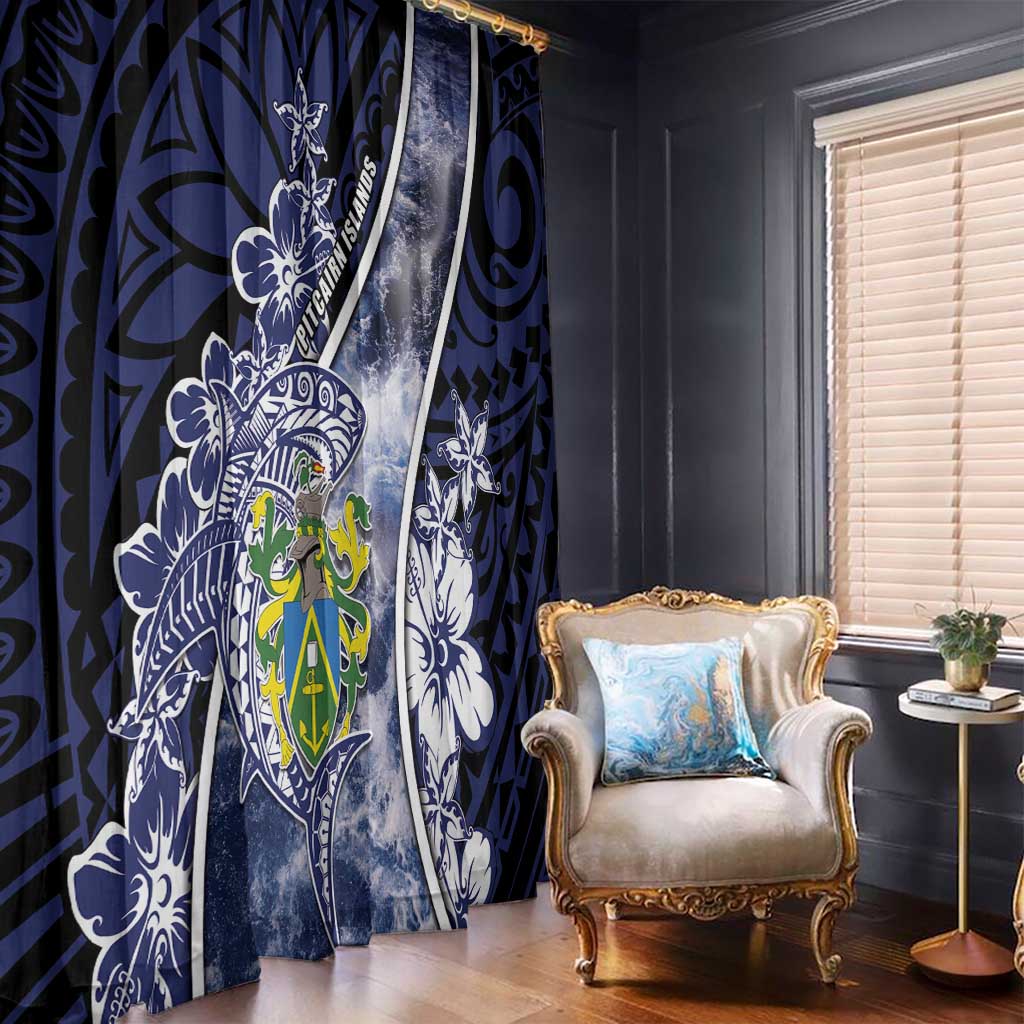 Pitcairn Islands Window Curtain Coat Of Arms Waves Style