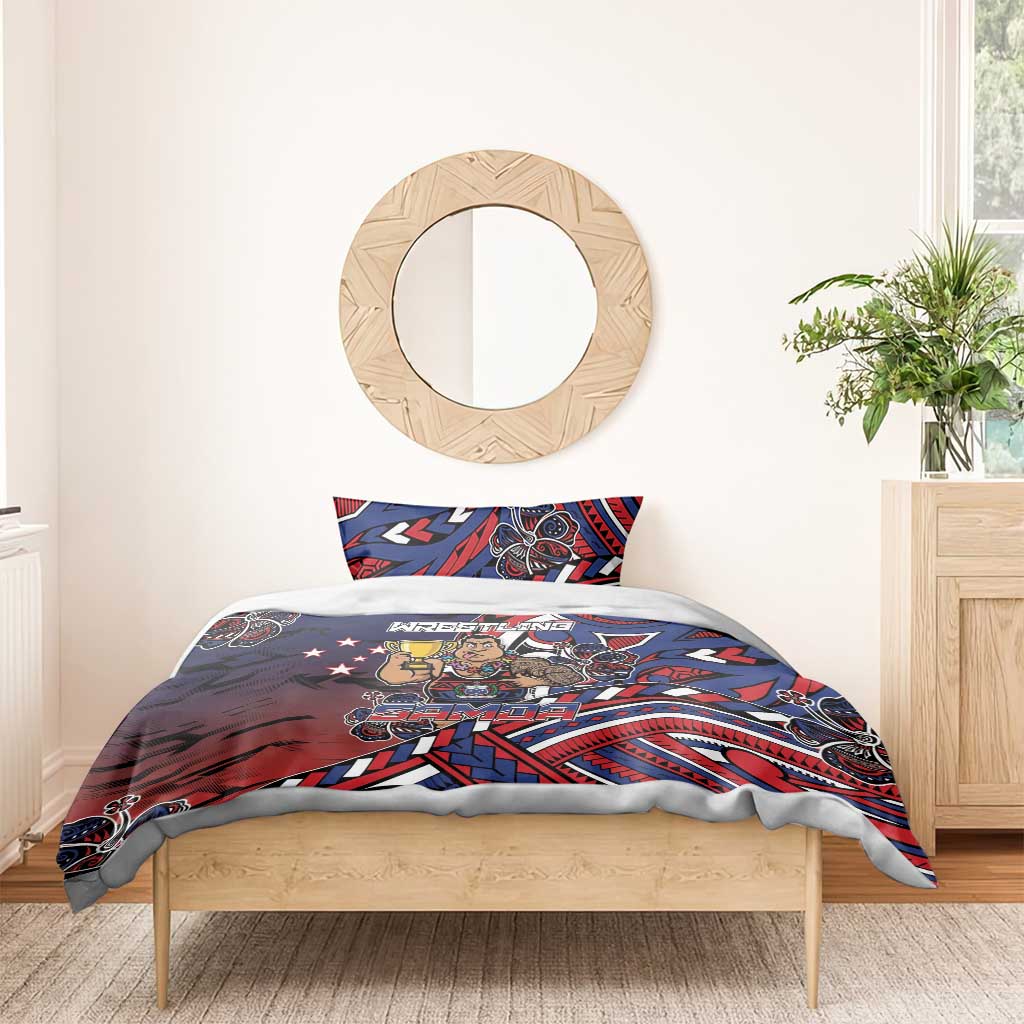 Samoa Wrestling Bedding Set Polynesian Warrior Funny Style - Polynesian Pride