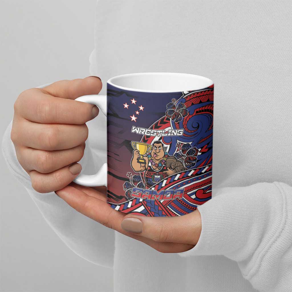 Personalised Samoa Wrestling Ceramic Mug Polynesian Warrior Funny Style - Polynesian Pride